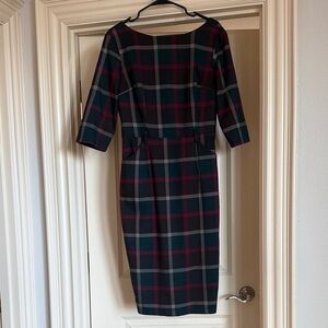 Collectif Long Sleeve Plaid Dress - Black, Red, Gray